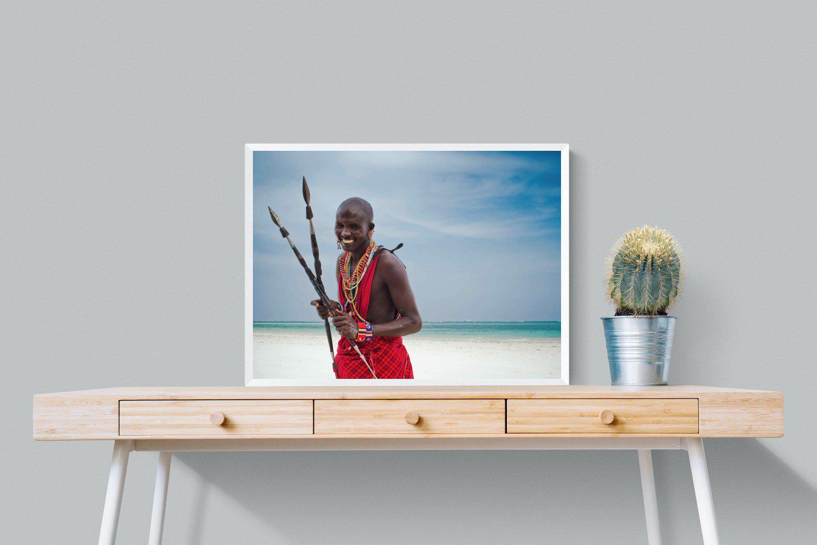 Masai Smile-Wall_Art-80 x 60cm-Mounted Canvas-White-Pixalot