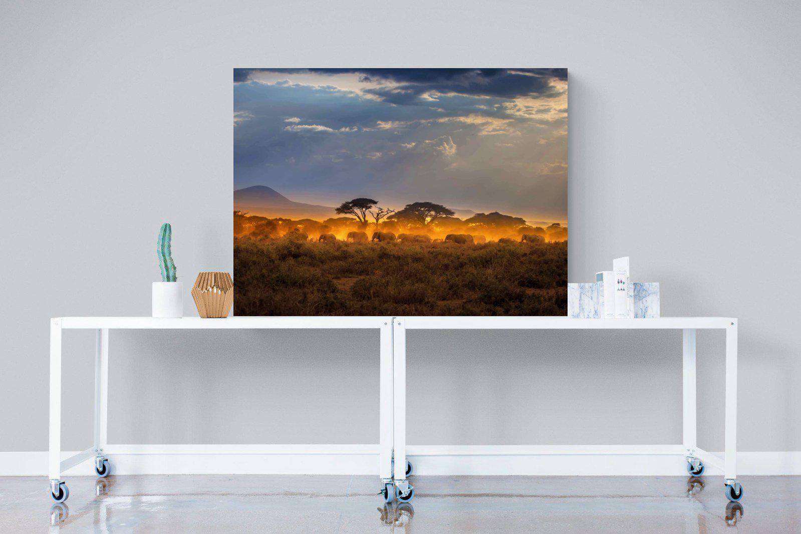 Migrating Elephants-Wall_Art-120 x 90cm-Mounted Canvas-No Frame-Pixalot