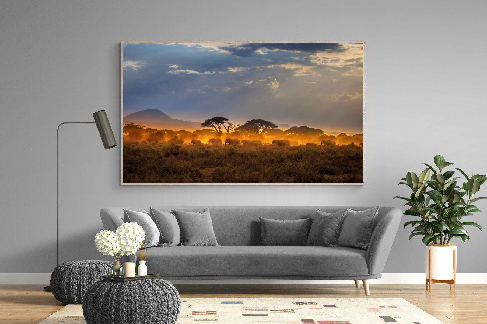 Migrating Elephants-Wall_Art-220 x 130cm-Mounted Canvas-Wood-Pixalot