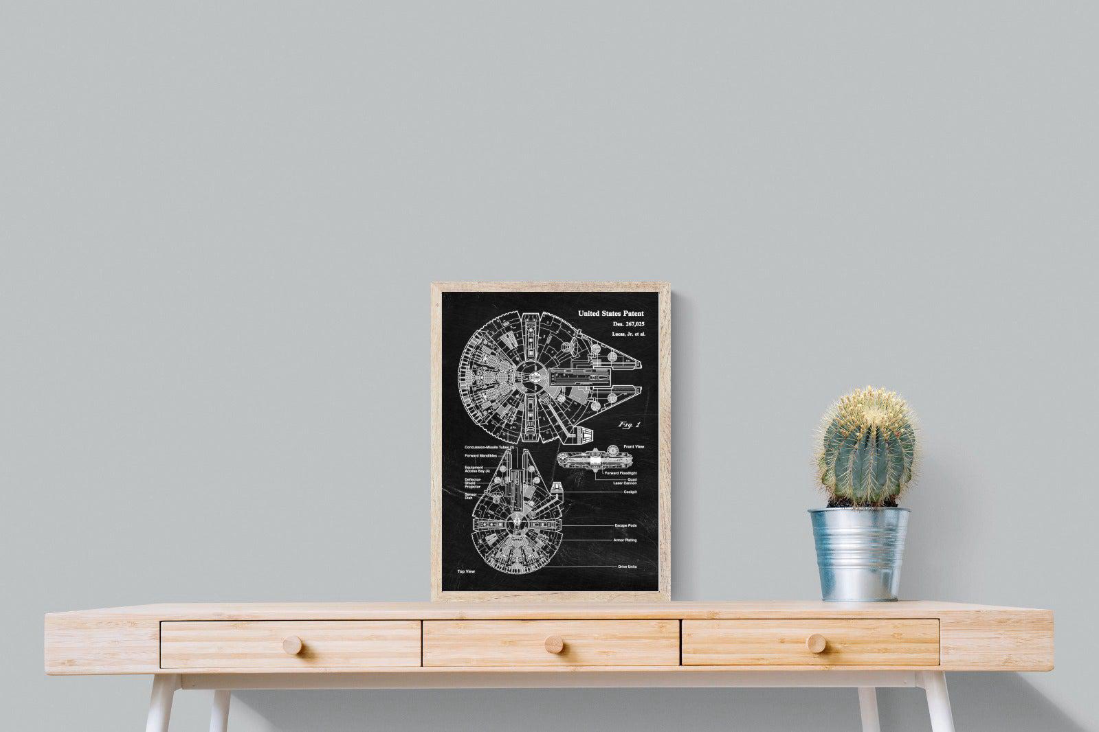 Millennium Falcon Blueprint-Wall_Art-45 x 60cm-Mounted Canvas-Wood-Pixalot