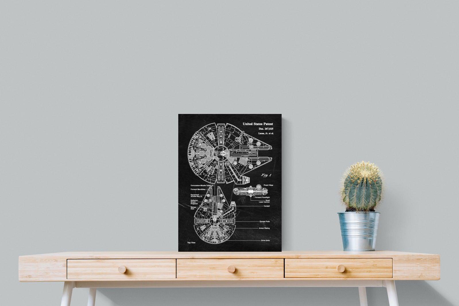 Millennium Falcon Blueprint-Wall_Art-45 x 60cm-Mounted Canvas-No Frame-Pixalot