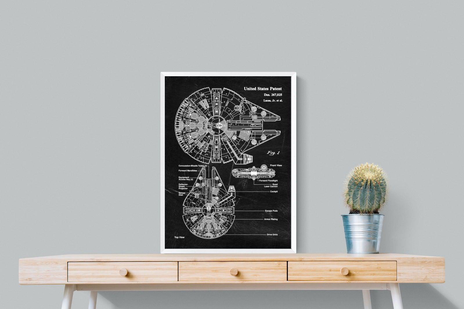 Millennium Falcon Blueprint-Wall_Art-60 x 80cm-Mounted Canvas-White-Pixalot