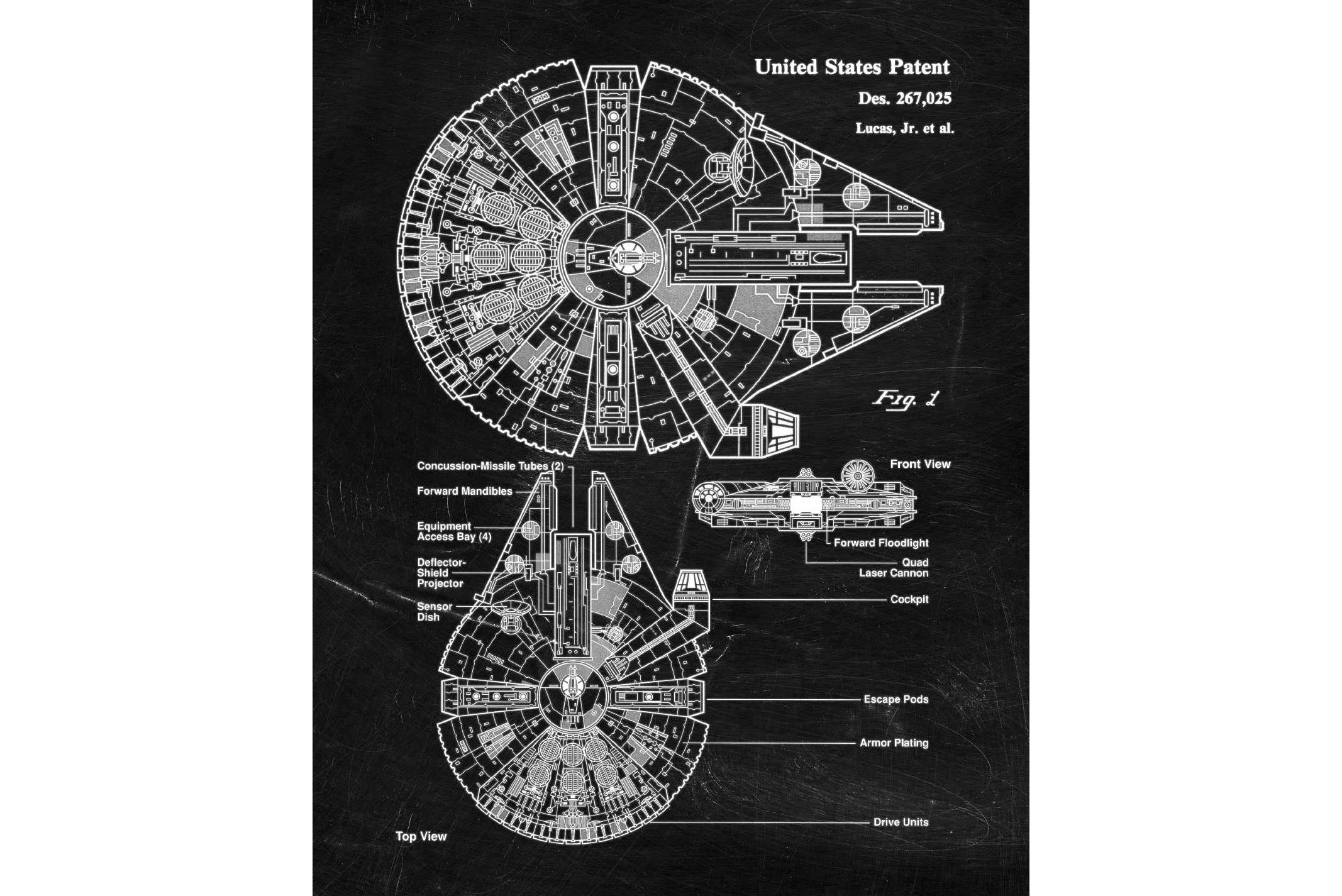 Millennium Falcon Blueprint-Wall_Art-Pixalot