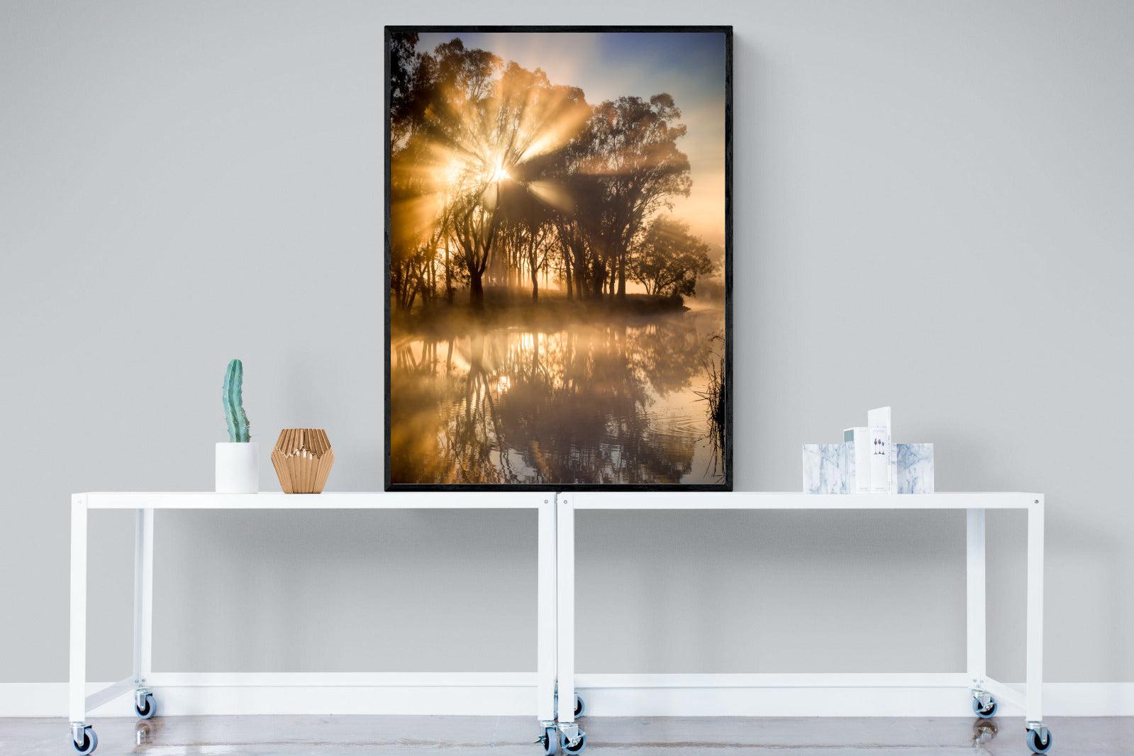 Misty Morning-Wall_Art-90 x 120cm-Mounted Canvas-Black-Pixalot