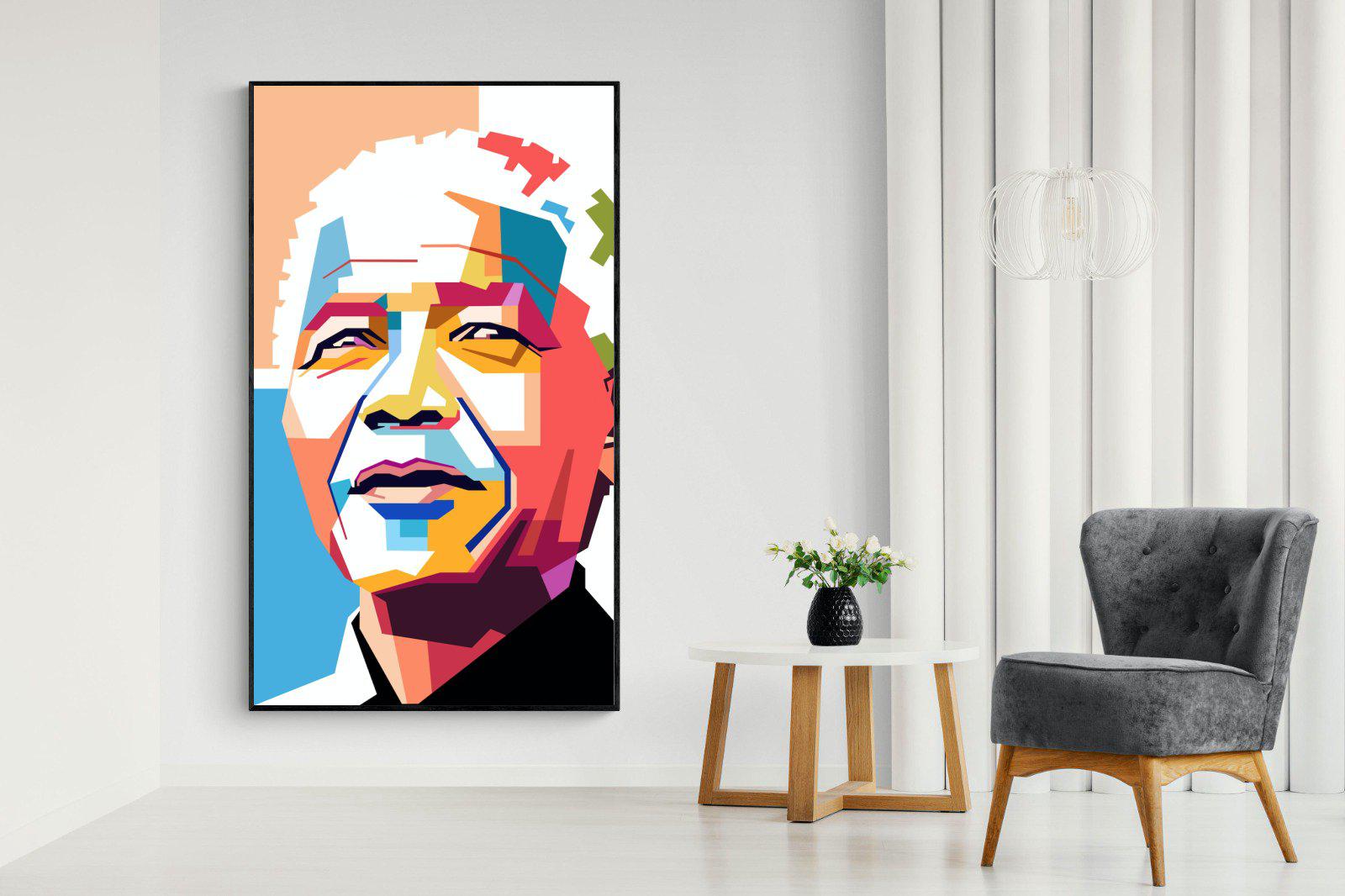 Modern Madiba-Wall_Art-130 x 220cm-Mounted Canvas-Black-Pixalot