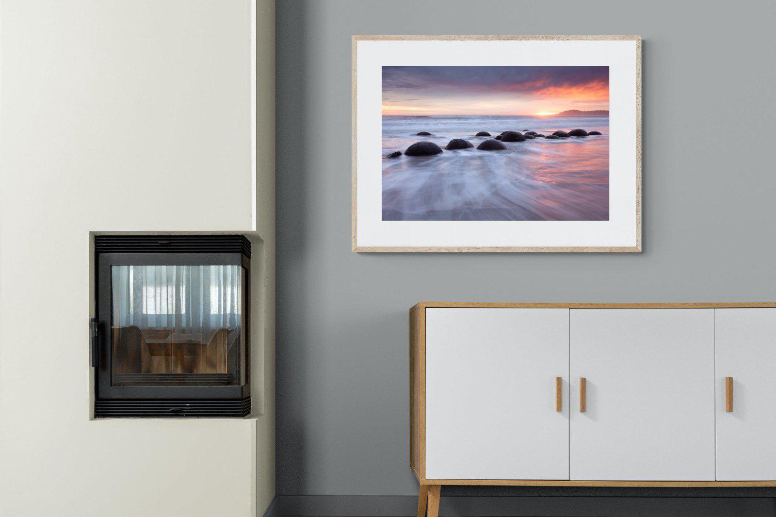 Moeraki Boulders-Wall_Art-100 x 75cm-Framed Print-Wood-Pixalot