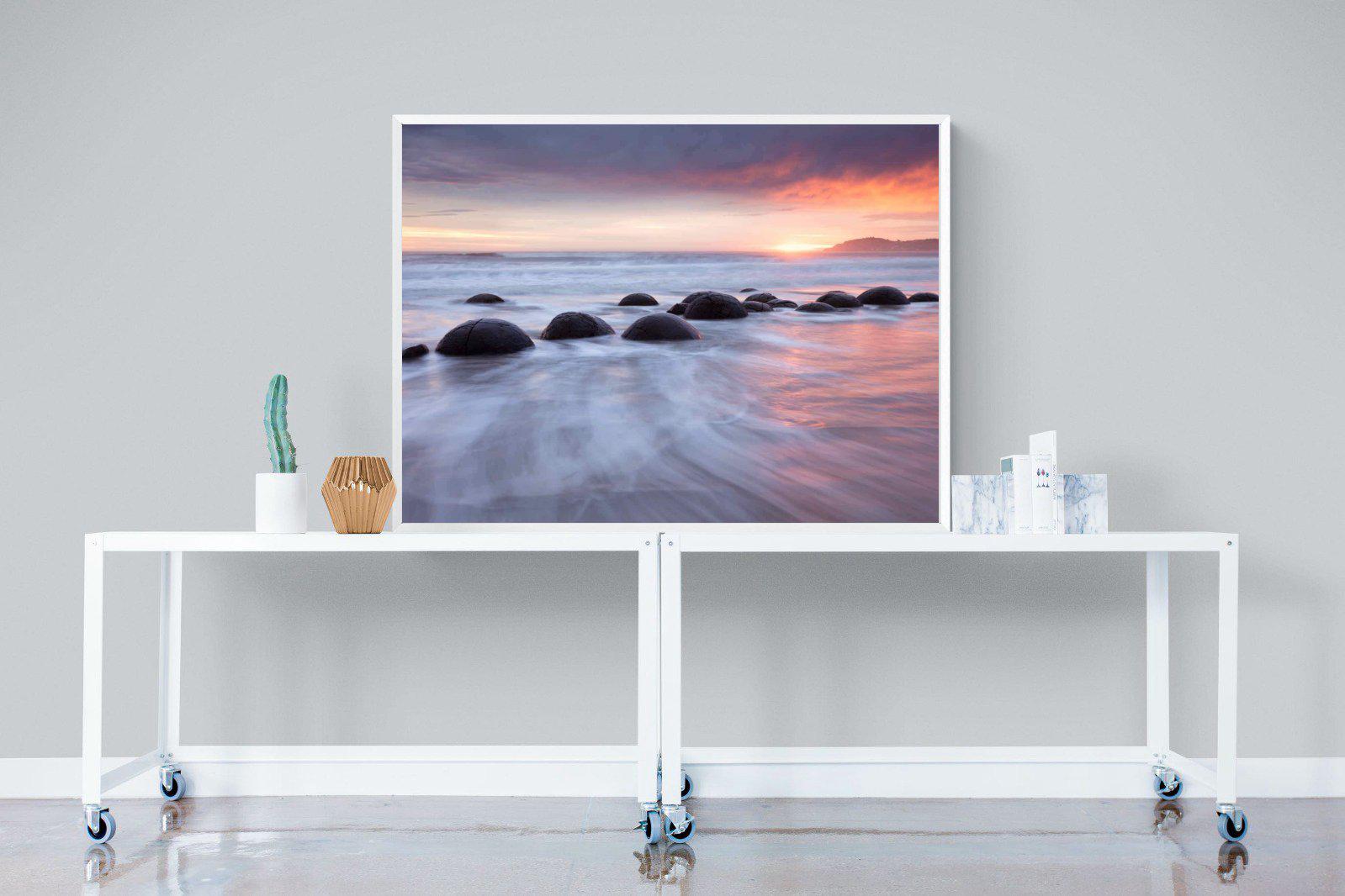 Moeraki Boulders-Wall_Art-120 x 90cm-Mounted Canvas-White-Pixalot