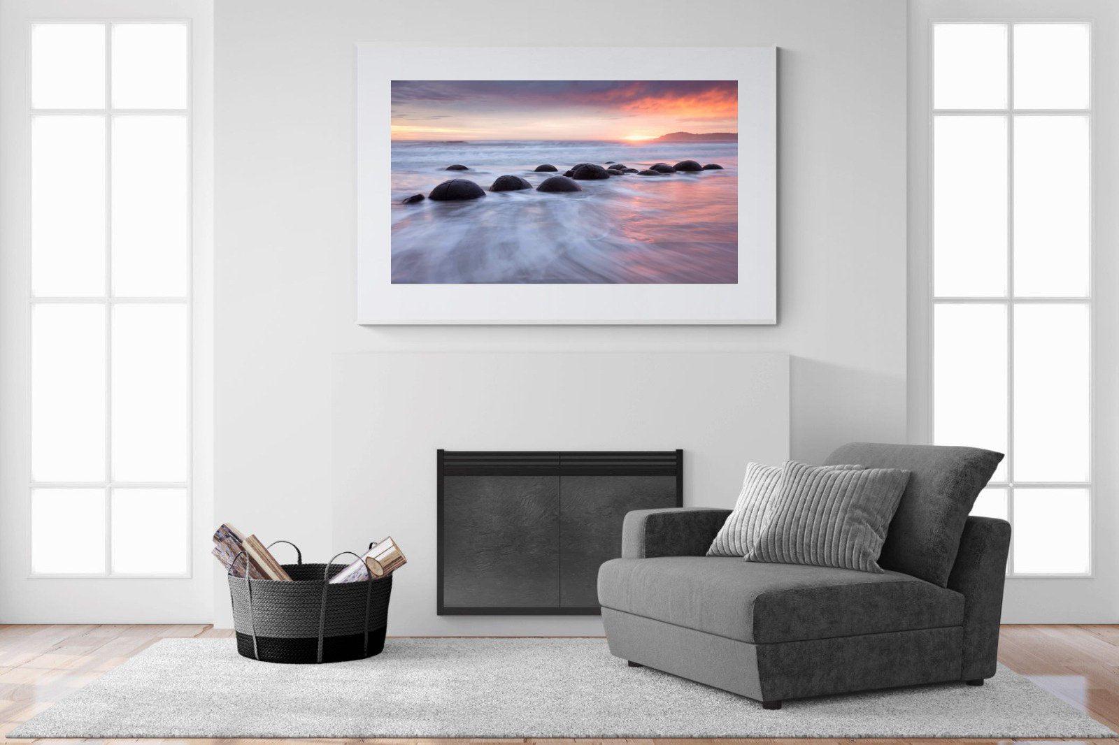 Moeraki Boulders-Wall_Art-150 x 100cm-Framed Print-White-Pixalot