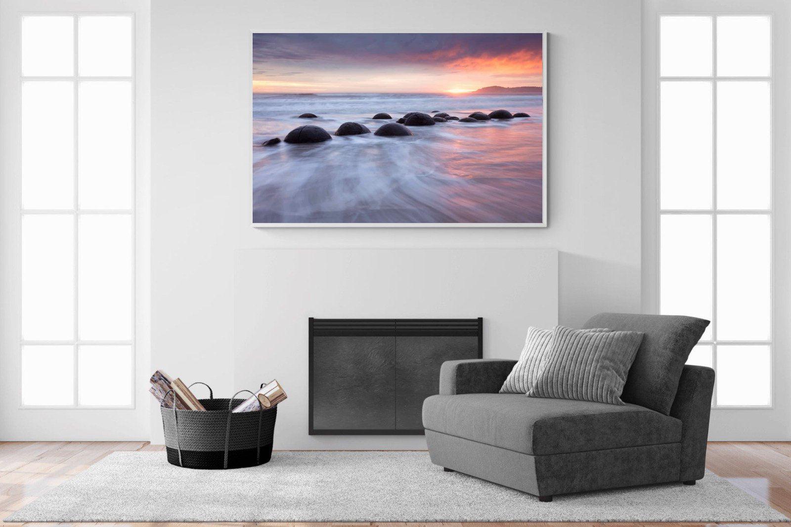 Moeraki Boulders-Wall_Art-150 x 100cm-Mounted Canvas-White-Pixalot