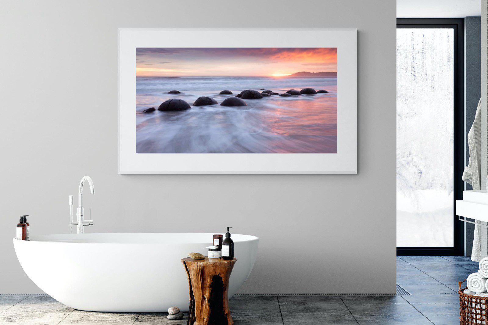 Moeraki Boulders-Wall_Art-180 x 110cm-Framed Print-White-Pixalot