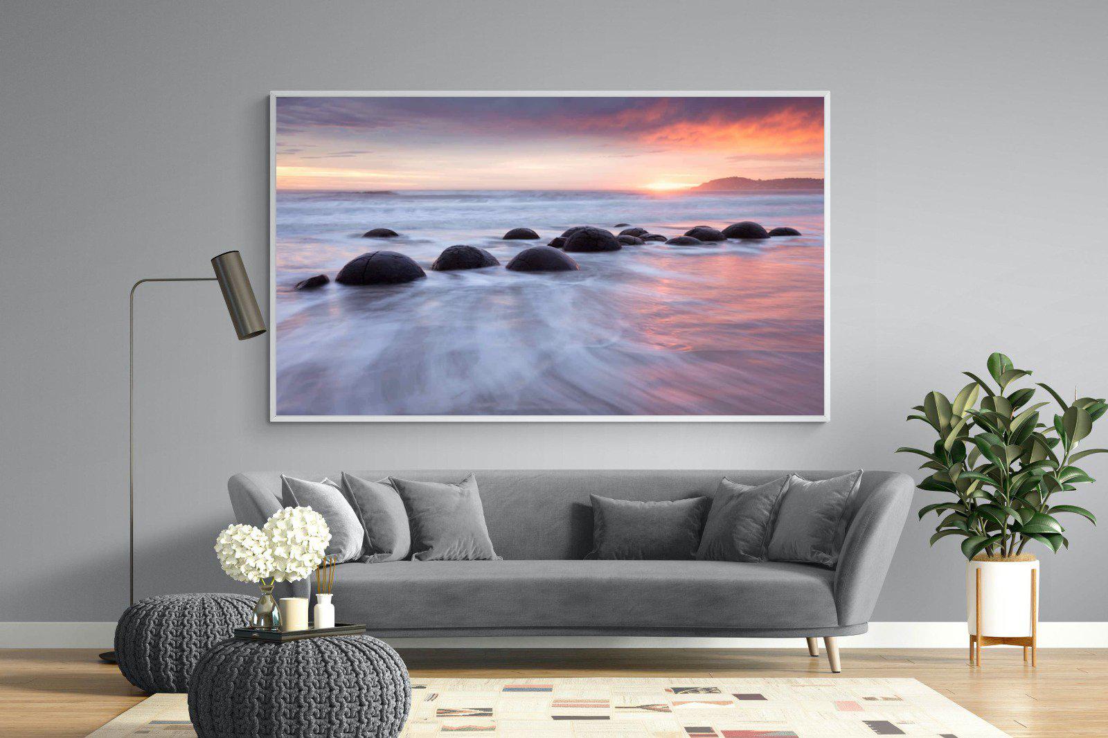 Moeraki Boulders-Wall_Art-220 x 130cm-Mounted Canvas-White-Pixalot