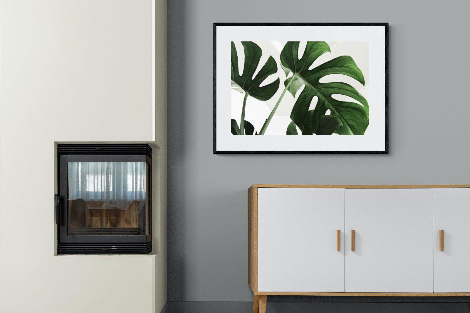 Monstera-Wall_Art-100 x 75cm-Framed Print-Black-Pixalot