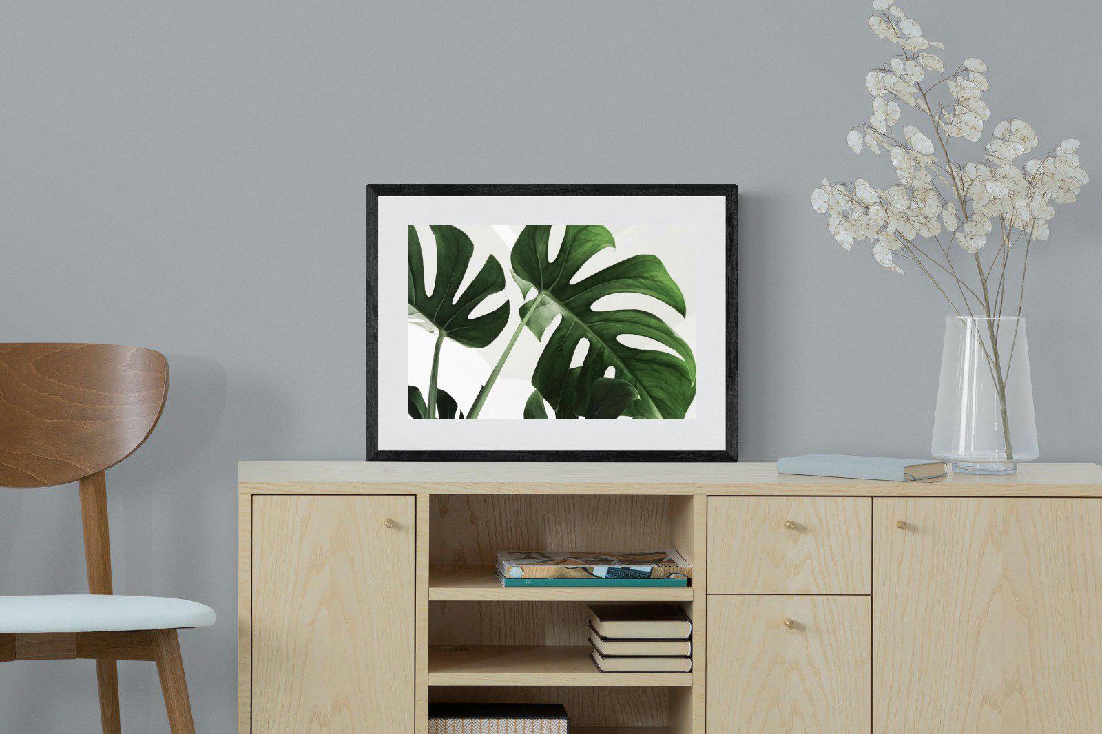 Monstera-Wall_Art-60 x 45cm-Framed Print-Black-Pixalot