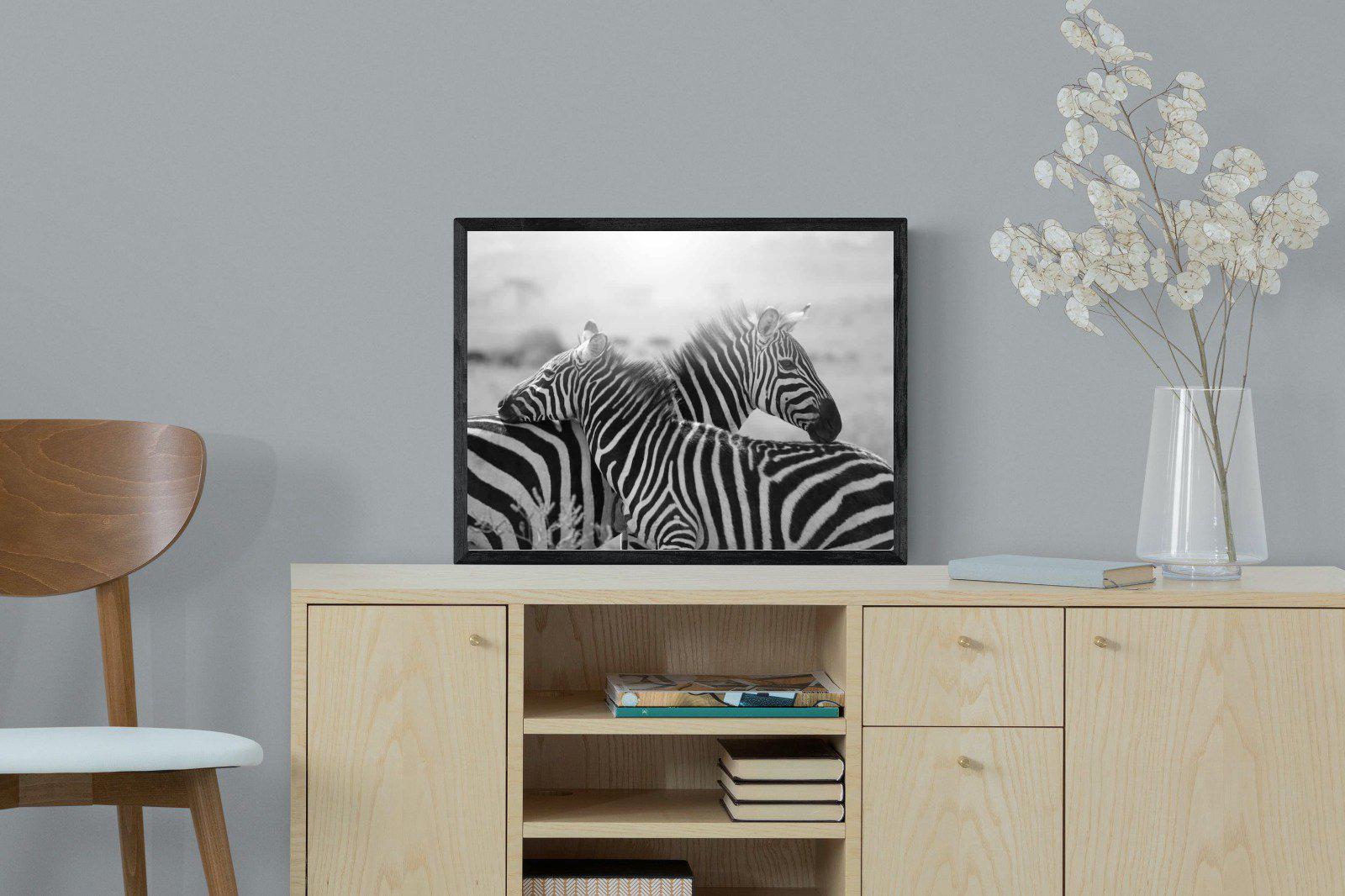 Mother & Foal-Wall_Art-60 x 45cm-Mounted Canvas-Black-Pixalot