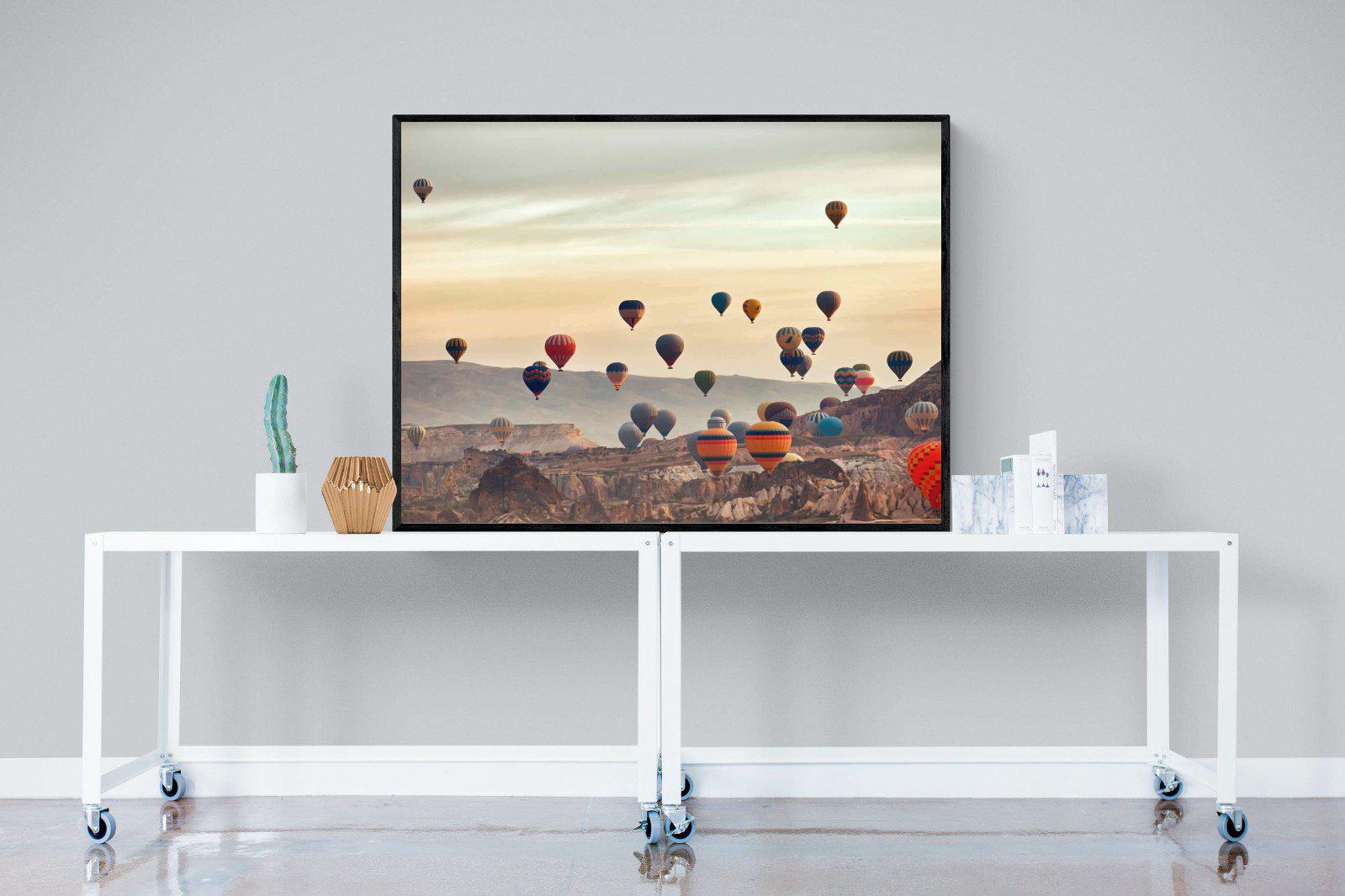 Mountain Balloons-Wall_Art-120 x 90cm-Mounted Canvas-Black-Pixalot