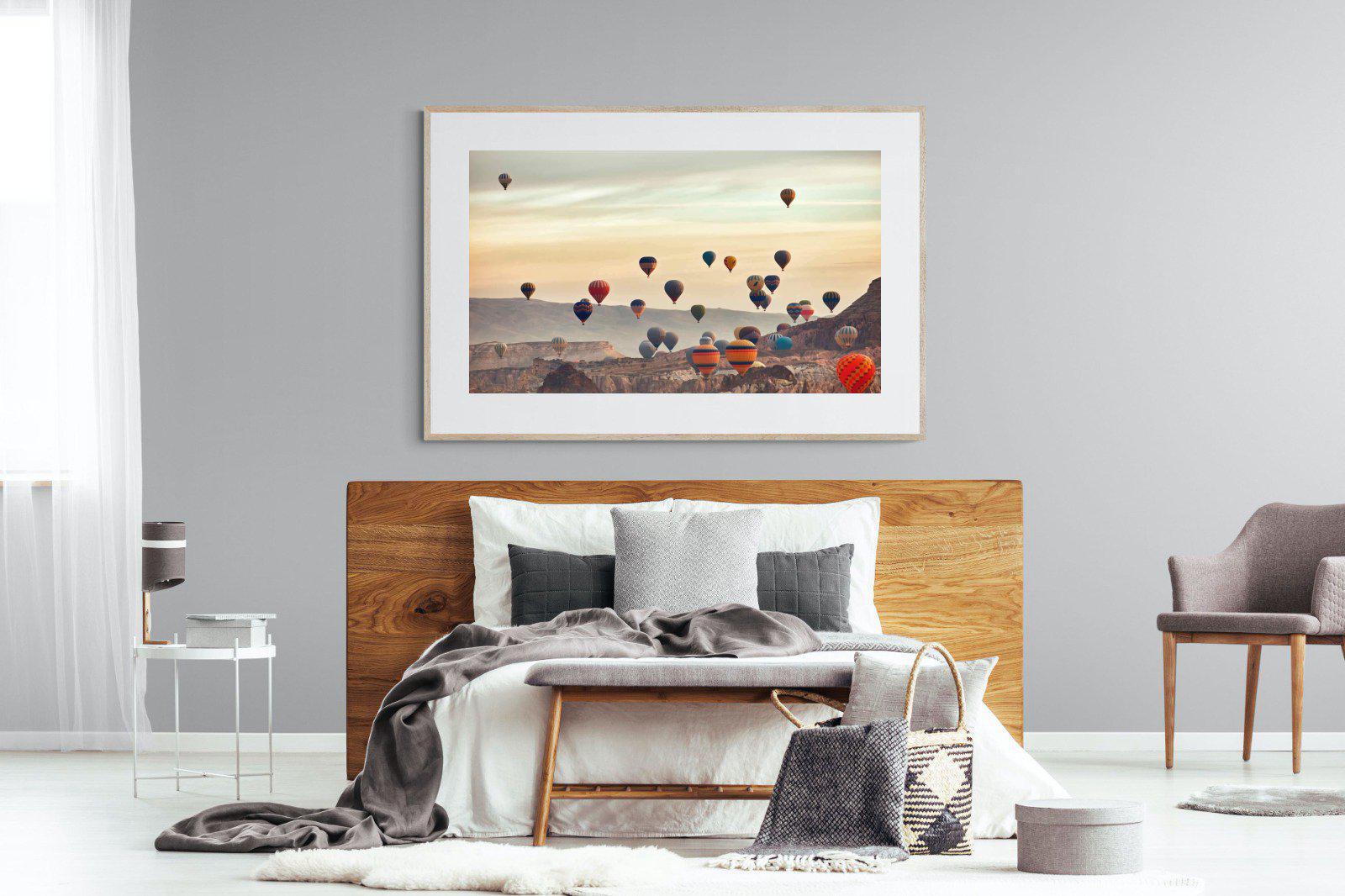 Mountain Balloons-Wall_Art-150 x 100cm-Framed Print-Wood-Pixalot