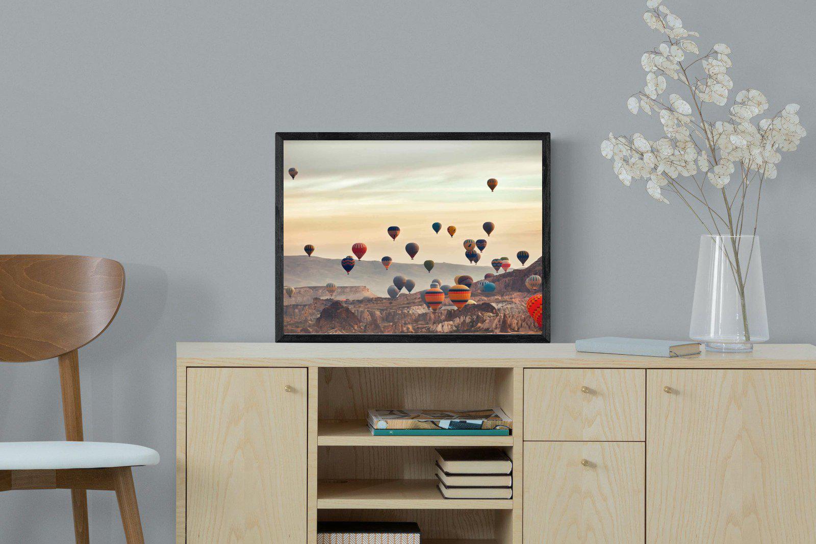 Mountain Balloons-Wall_Art-60 x 45cm-Mounted Canvas-Black-Pixalot