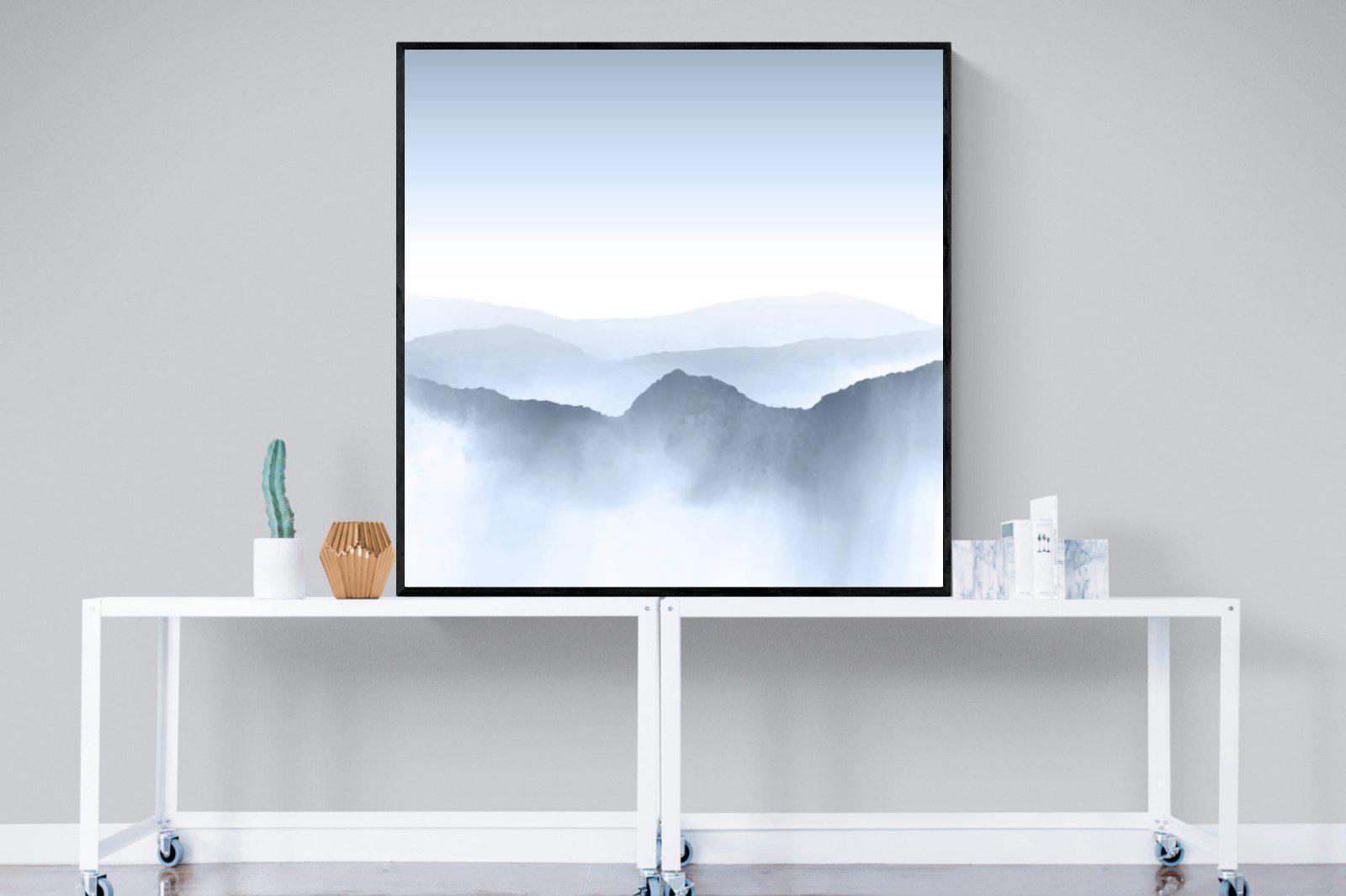 Mountains Watercolour-Wall_Art-120 x 120cm-Mounted Canvas-Black-Pixalot