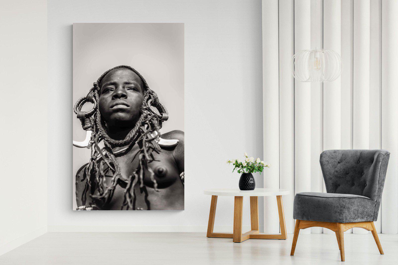 Mursi Woman-Wall_Art-130 x 220cm-Mounted Canvas-No Frame-Pixalot