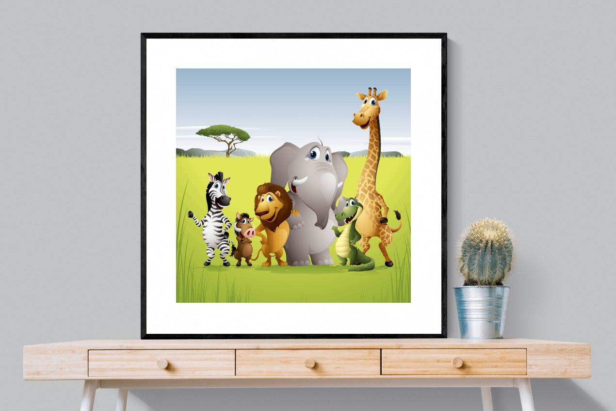 My African Buddies-Wall_Art-100 x 100cm-Framed Print-Black-Pixalot