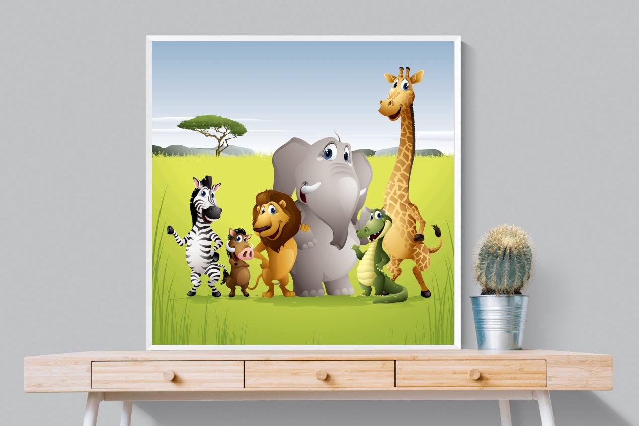 My African Buddies-Wall_Art-100 x 100cm-Mounted Canvas-White-Pixalot