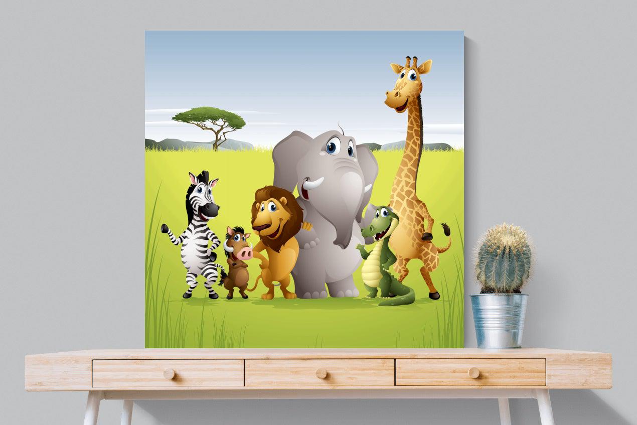 My African Buddies-Wall_Art-100 x 100cm-Mounted Canvas-No Frame-Pixalot