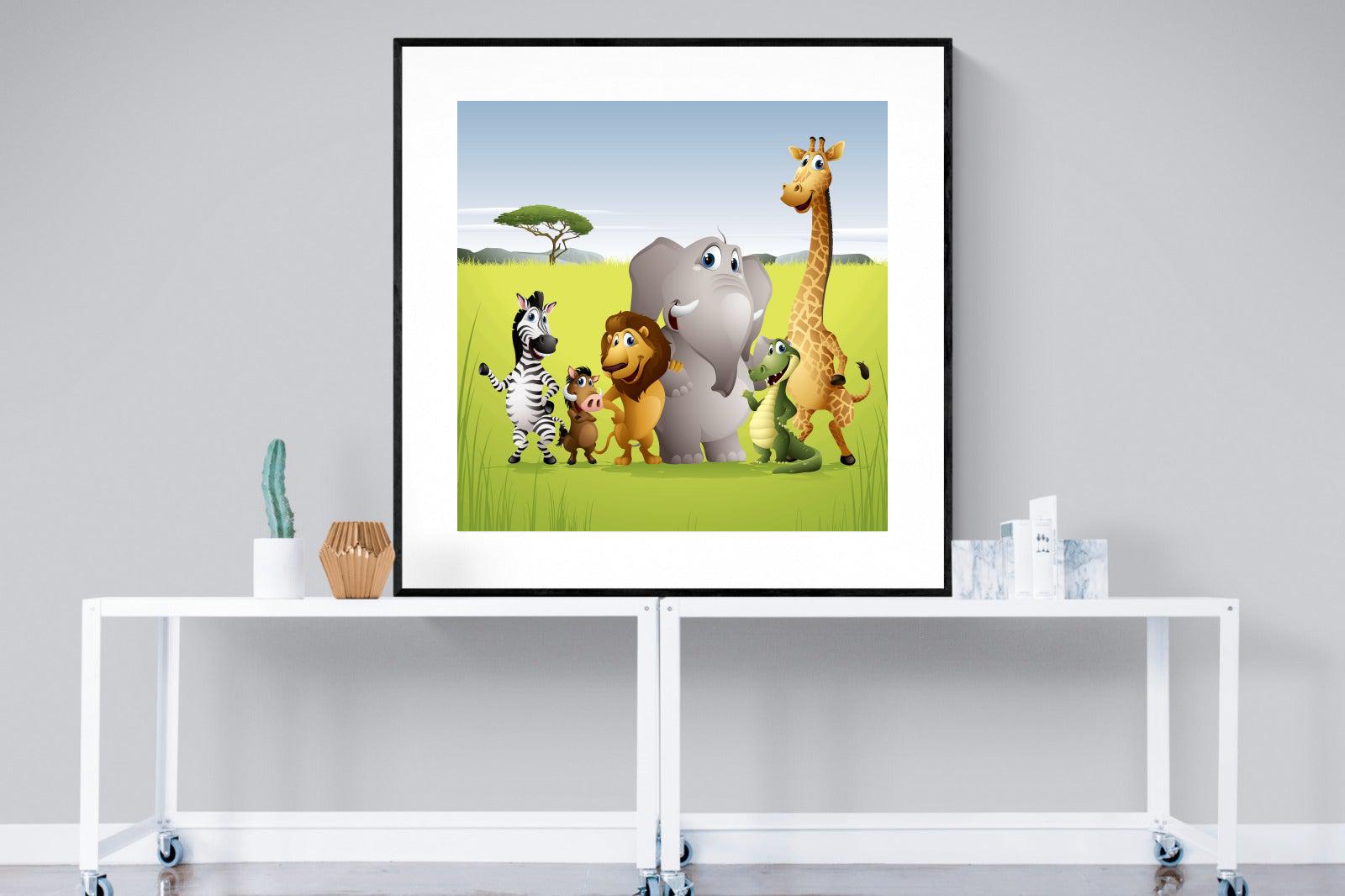 My African Buddies-Wall_Art-120 x 120cm-Framed Print-Black-Pixalot