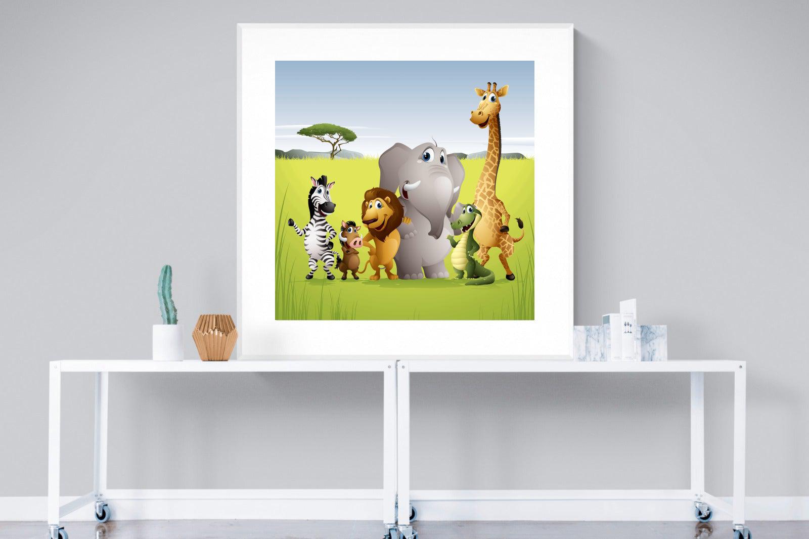 My African Buddies-Wall_Art-120 x 120cm-Framed Print-White-Pixalot