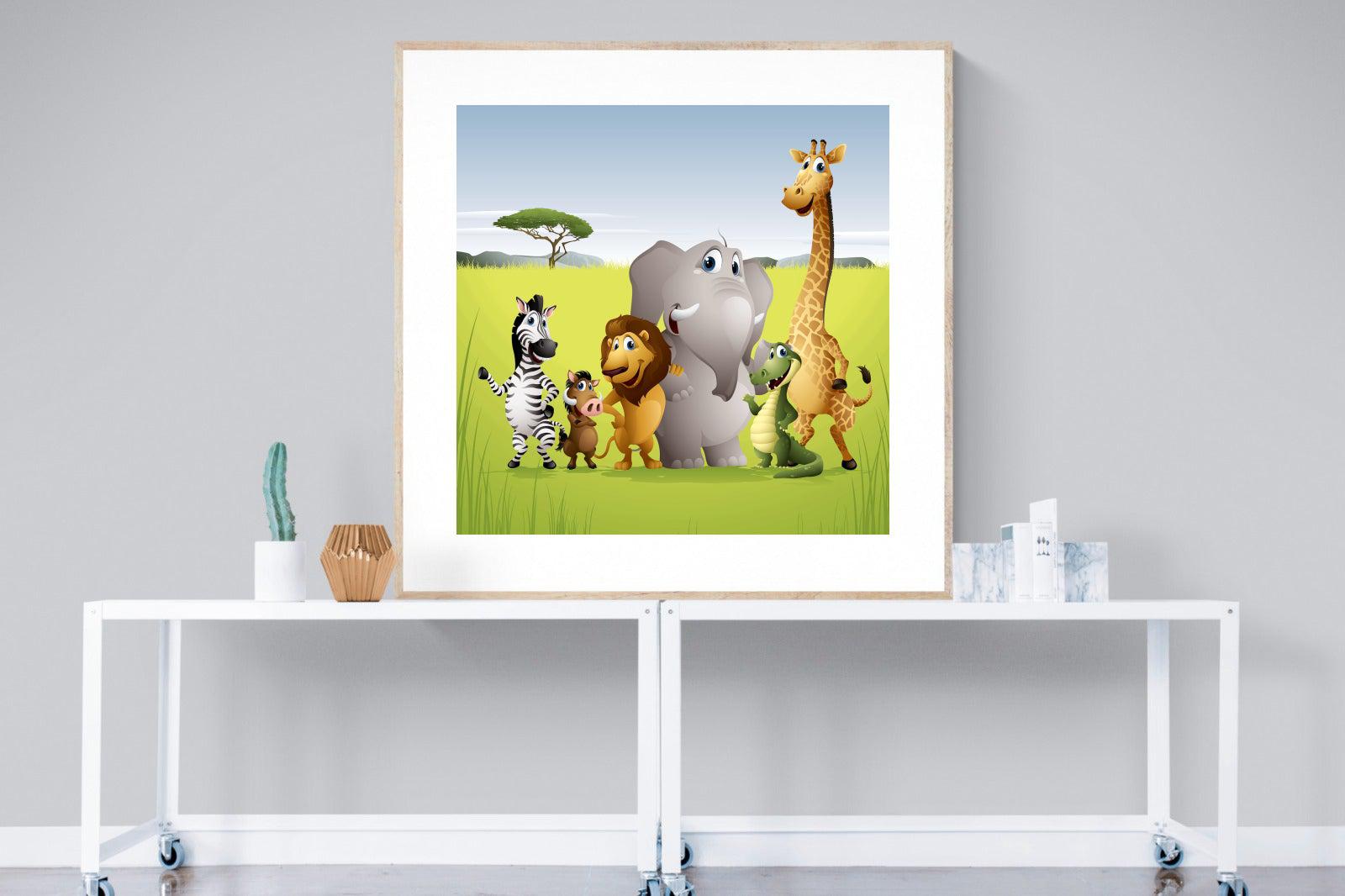 My African Buddies-Wall_Art-120 x 120cm-Framed Print-Wood-Pixalot