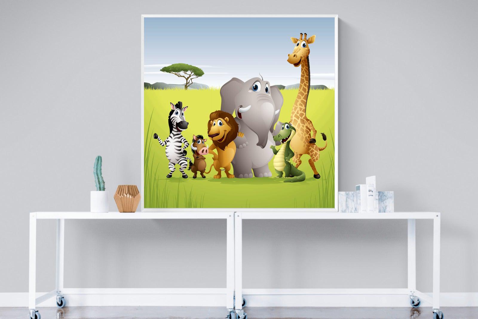 My African Buddies-Wall_Art-120 x 120cm-Mounted Canvas-White-Pixalot