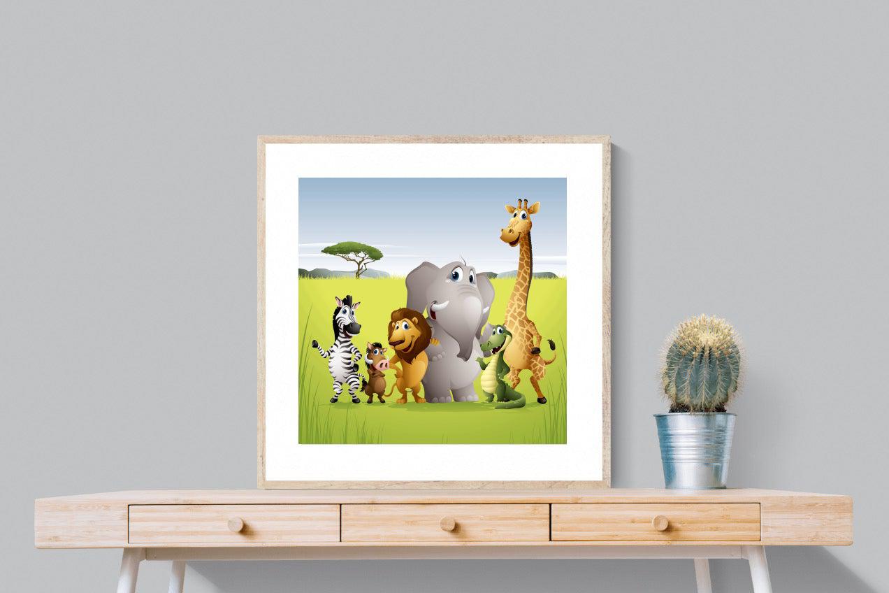 My African Buddies-Wall_Art-80 x 80cm-Framed Print-Wood-Pixalot