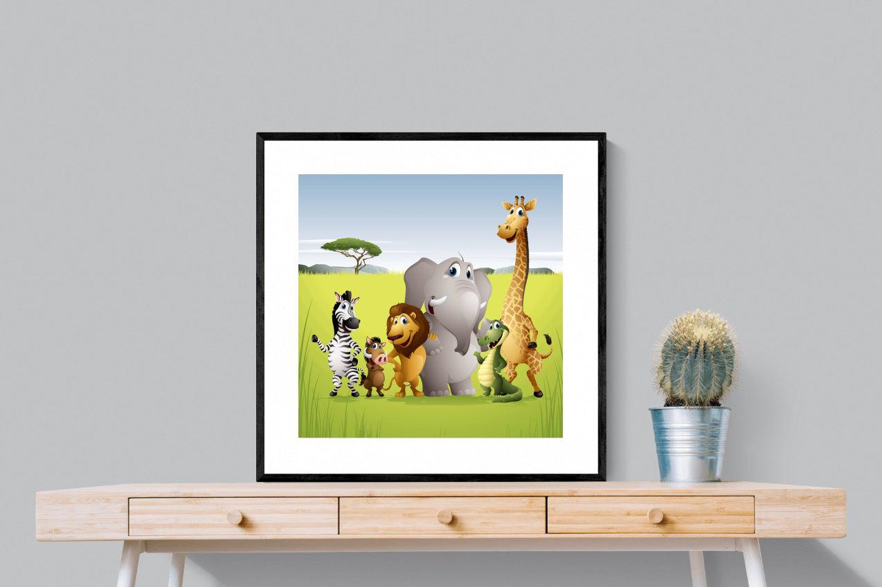 My African Buddies-Wall_Art-80 x 80cm-Framed Print-Black-Pixalot