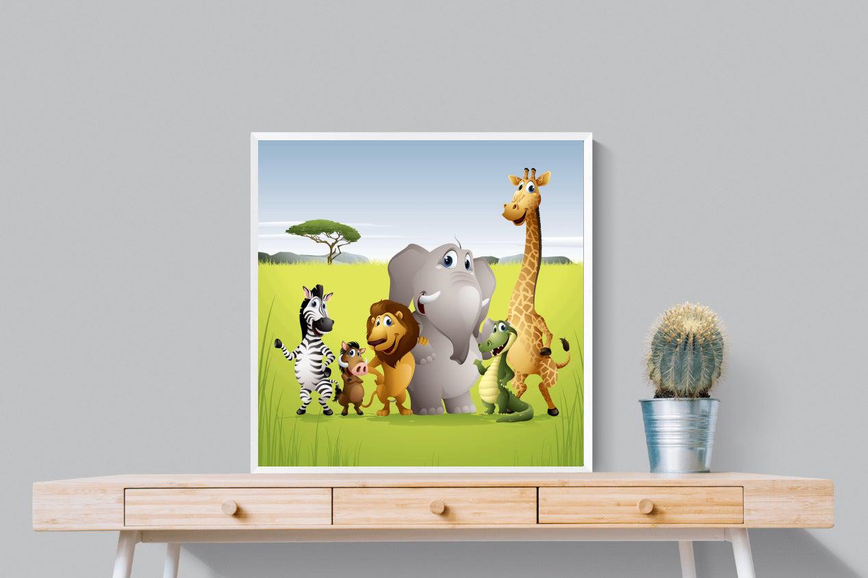 My African Buddies-Wall_Art-80 x 80cm-Mounted Canvas-White-Pixalot