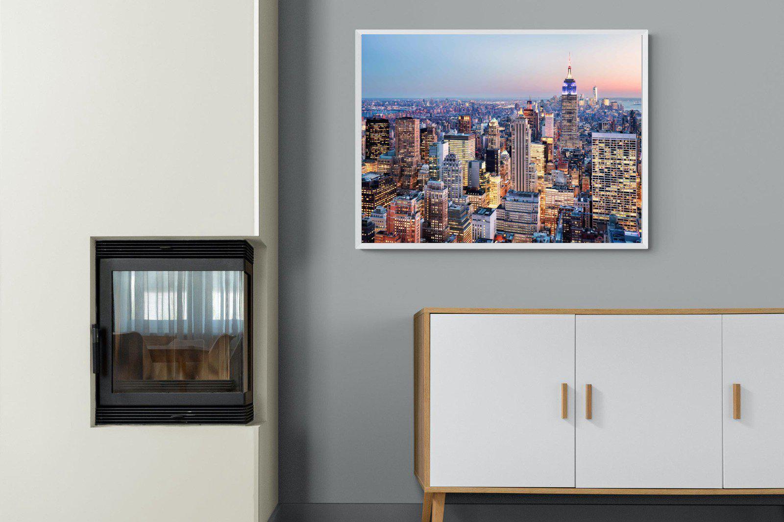 NYC Sunset-Wall_Art-100 x 75cm-Mounted Canvas-White-Pixalot