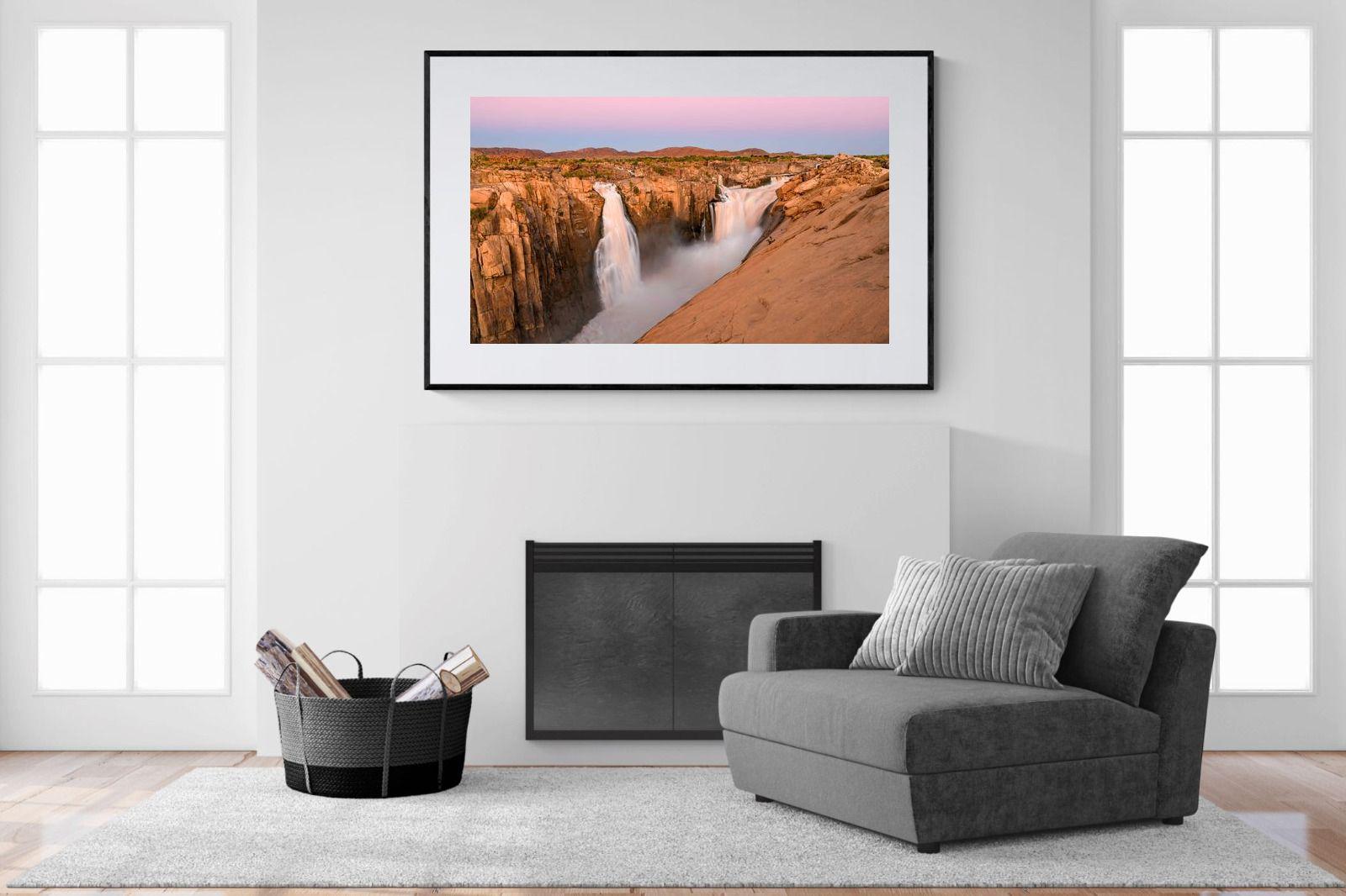 Namibian Falls-Wall_Art-150 x 100cm-Framed Print-Black-Pixalot