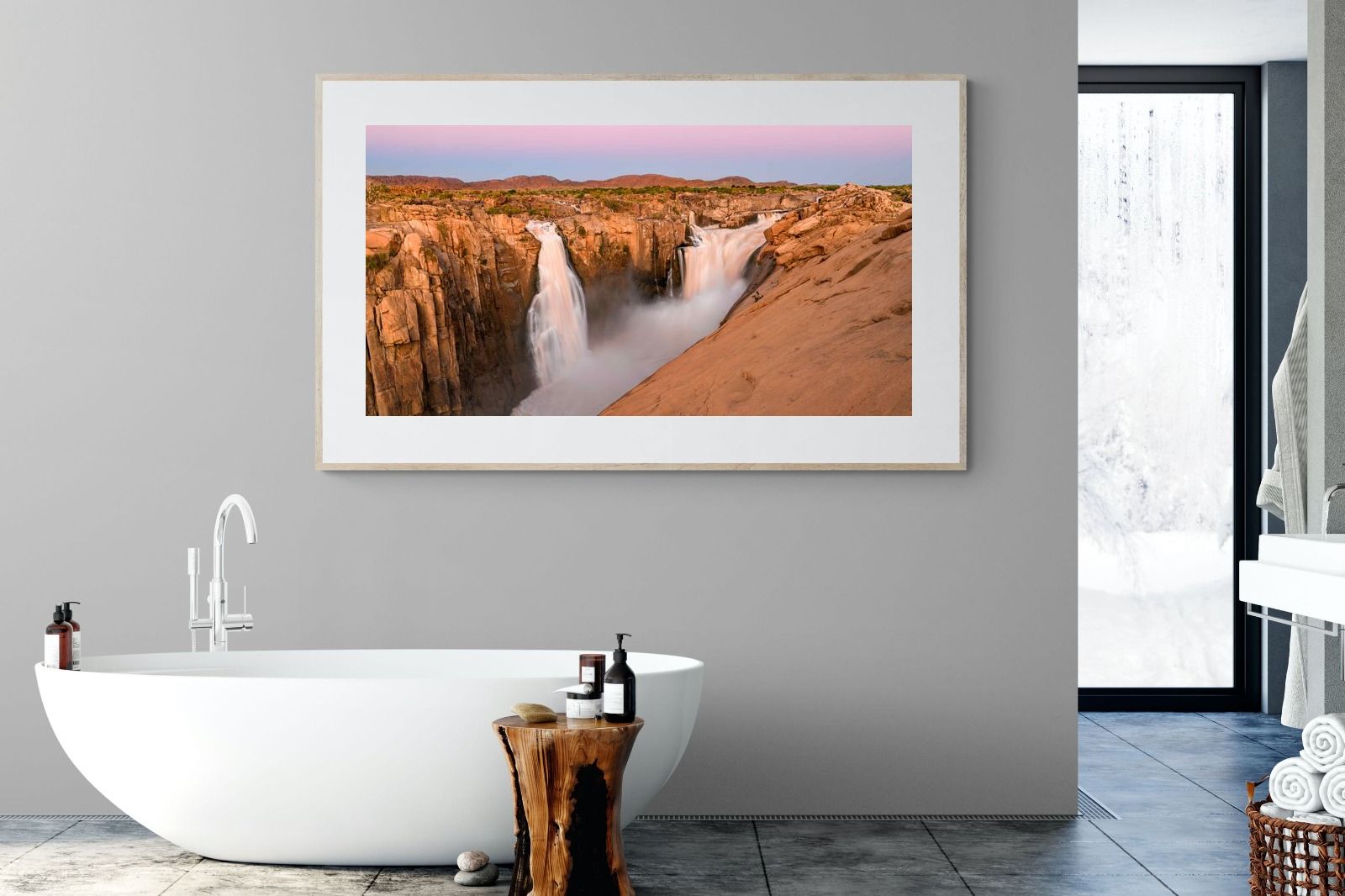 Namibian Falls-Wall_Art-180 x 110cm-Framed Print-Wood-Pixalot