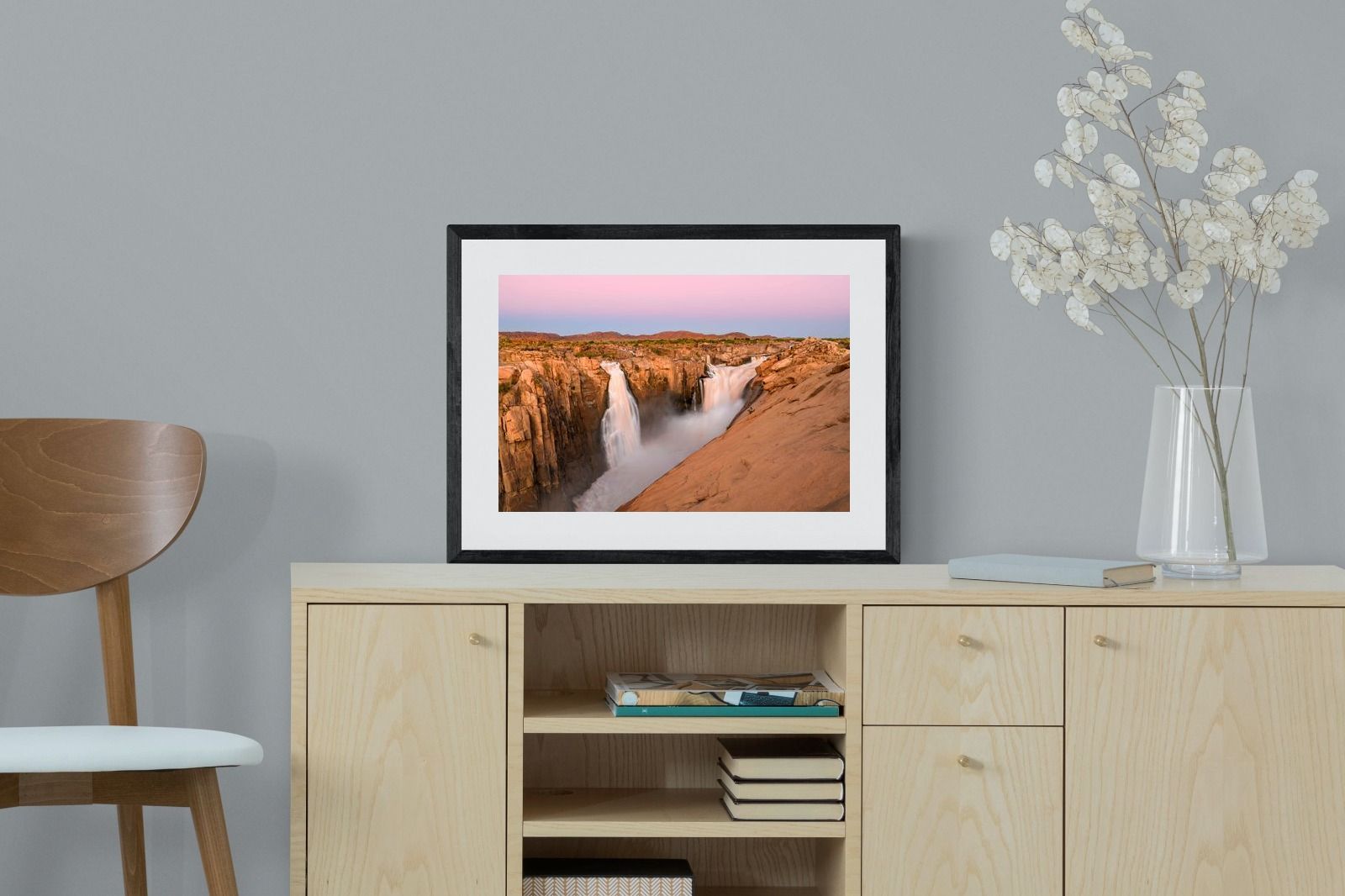 Namibian Falls-Wall_Art-60 x 45cm-Framed Print-Black-Pixalot