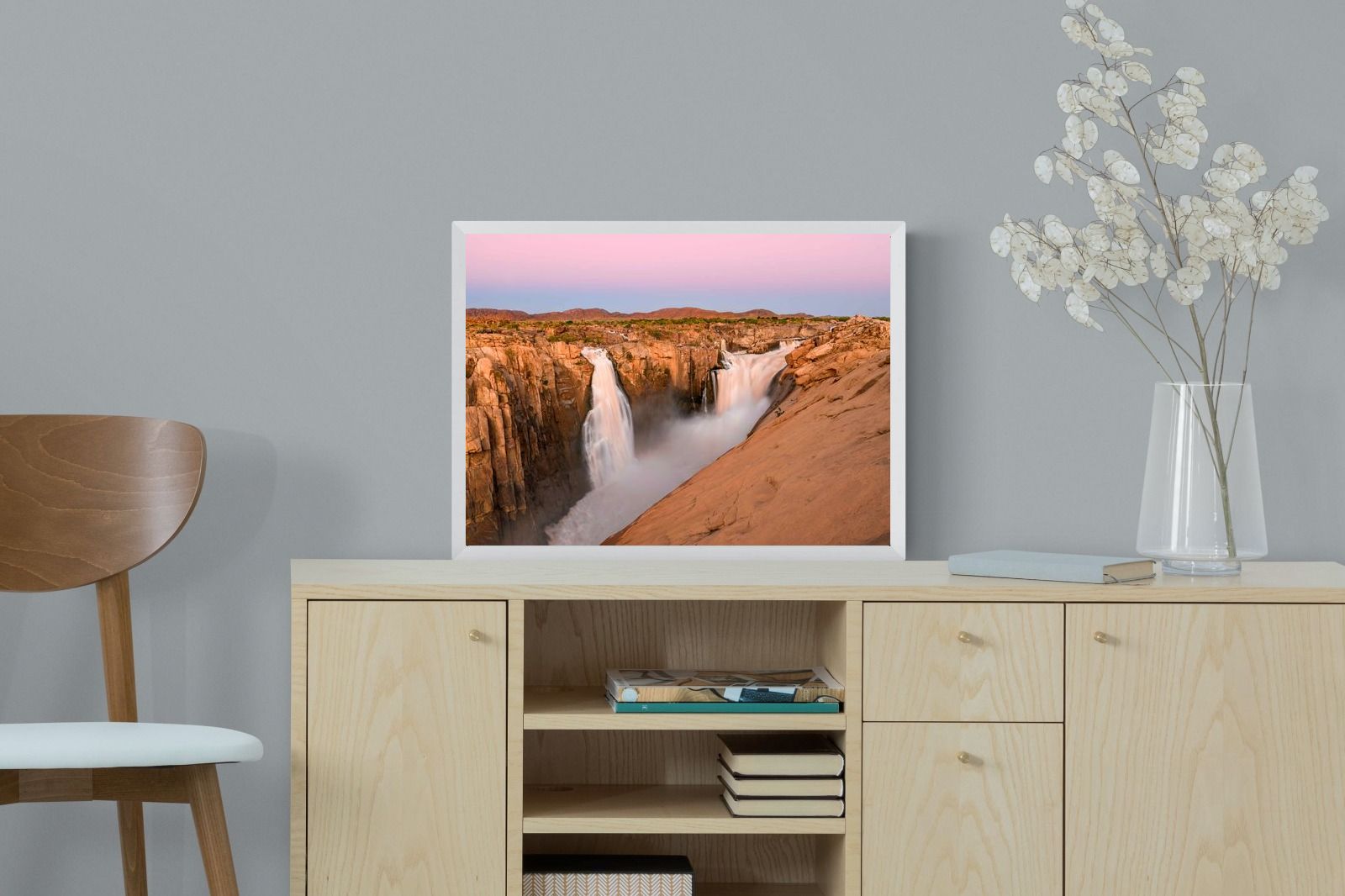 Namibian Falls-Wall_Art-60 x 45cm-Mounted Canvas-White-Pixalot