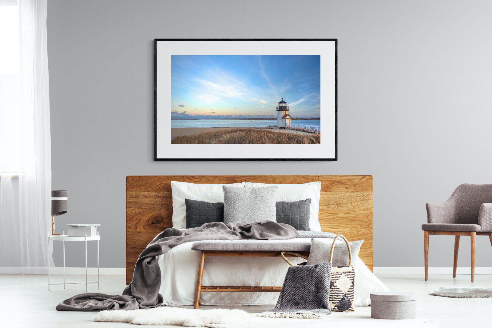 Nantucket Lighthouse-Wall_Art-150 x 100cm-Framed Print-Black-Pixalot