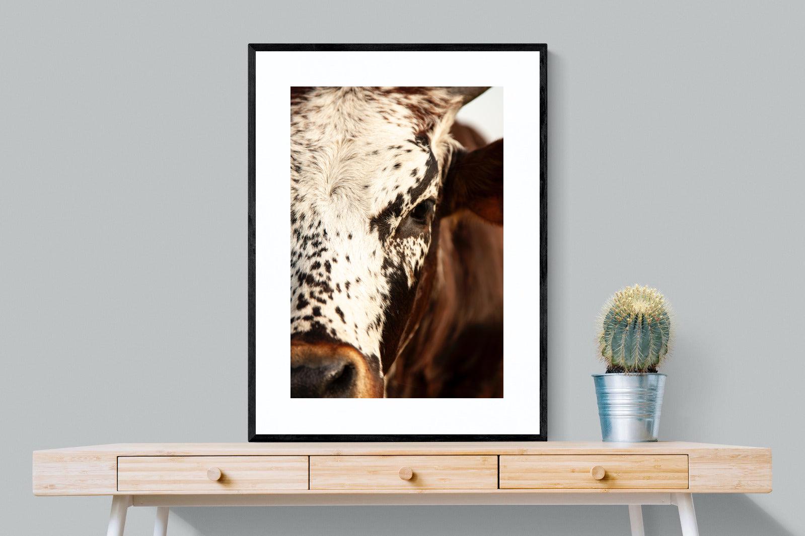 Nguni Close-Wall_Art-75 x 100cm-Framed Print-Black-Pixalot