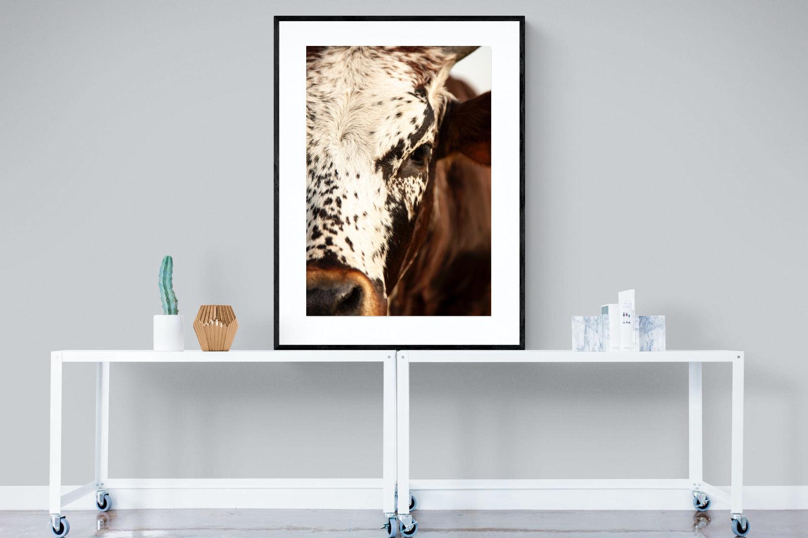 Nguni Close-Wall_Art-90 x 120cm-Framed Print-Black-Pixalot