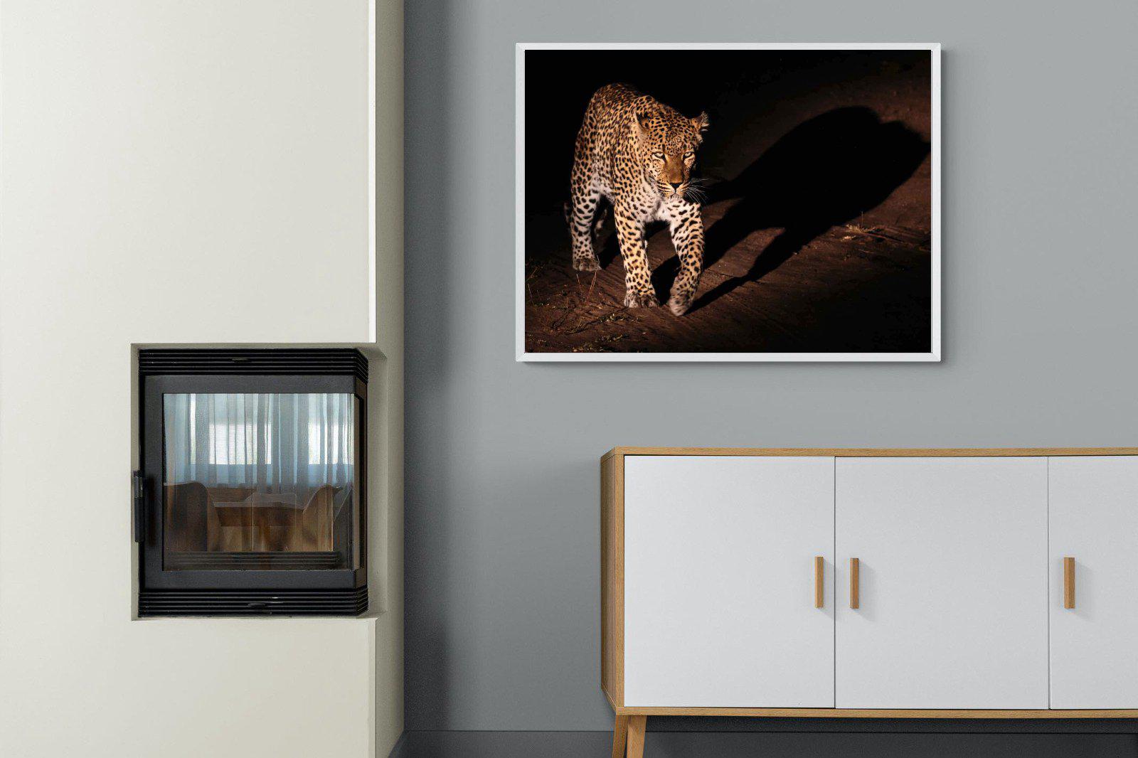 Night Leopard-Wall_Art-100 x 75cm-Mounted Canvas-White-Pixalot