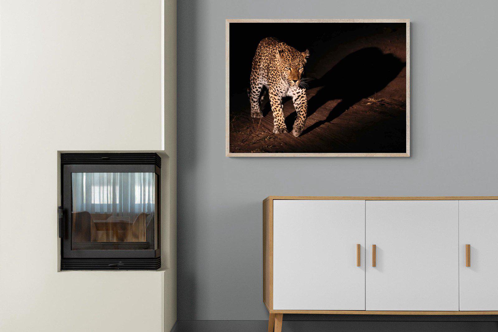 Night Leopard-Wall_Art-100 x 75cm-Mounted Canvas-Wood-Pixalot