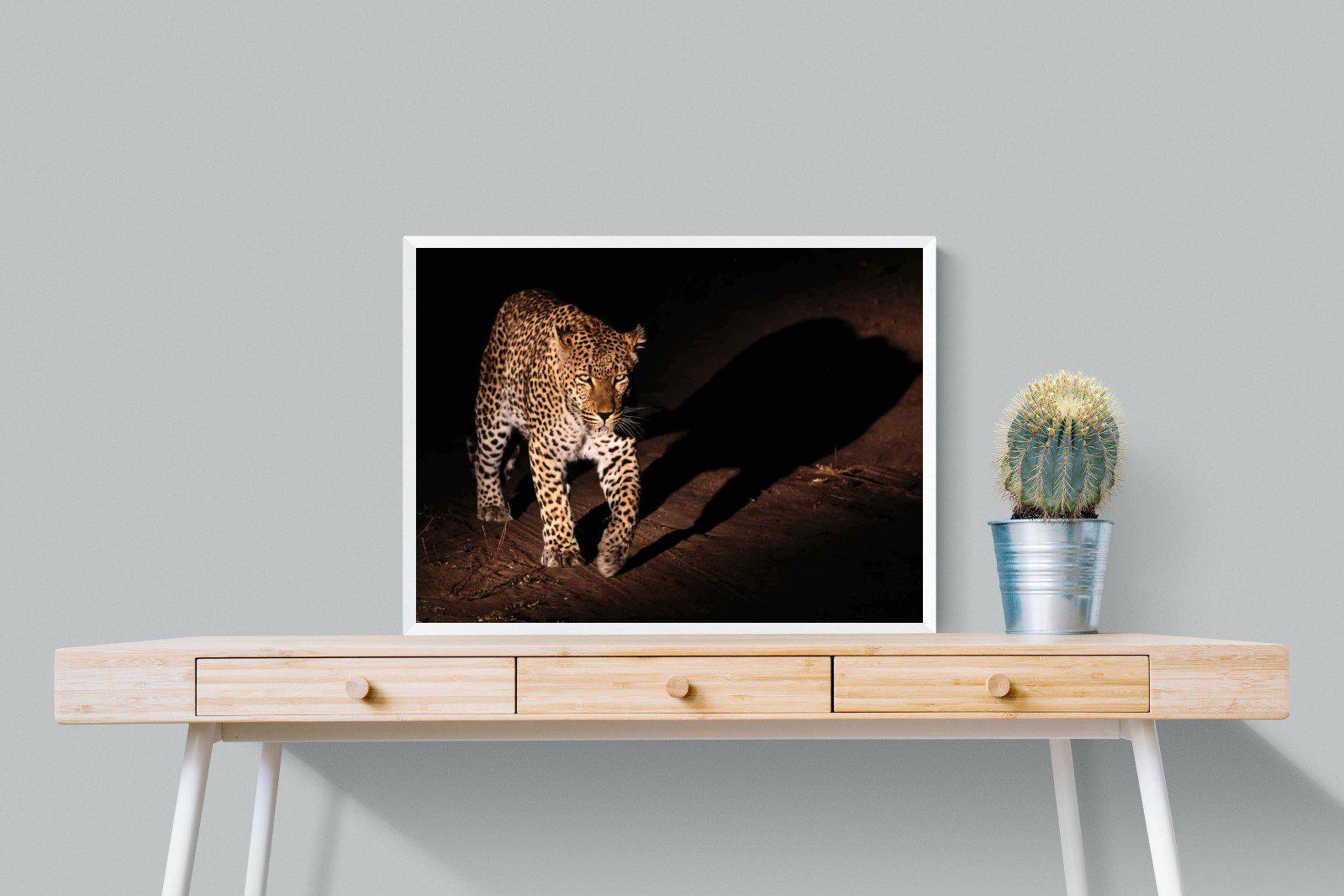 Night Leopard-Wall_Art-80 x 60cm-Mounted Canvas-White-Pixalot