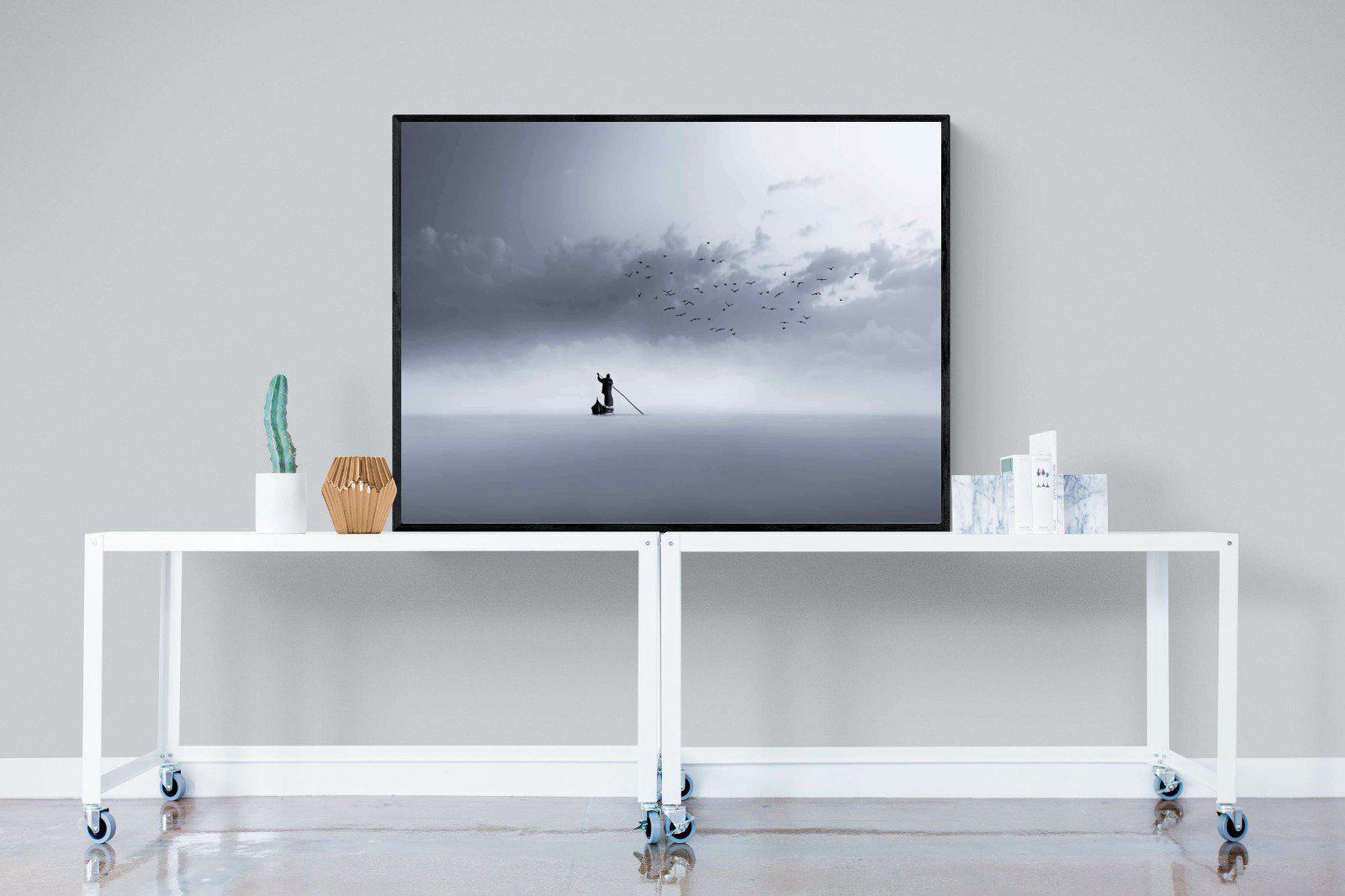 Oarsman-Wall_Art-120 x 90cm-Mounted Canvas-Black-Pixalot