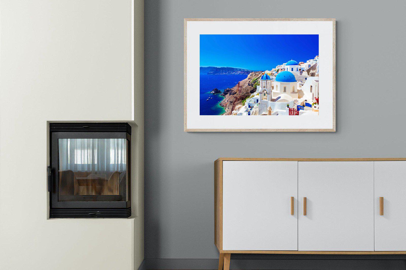 Oia Town-Wall_Art-100 x 75cm-Framed Print-Wood-Pixalot