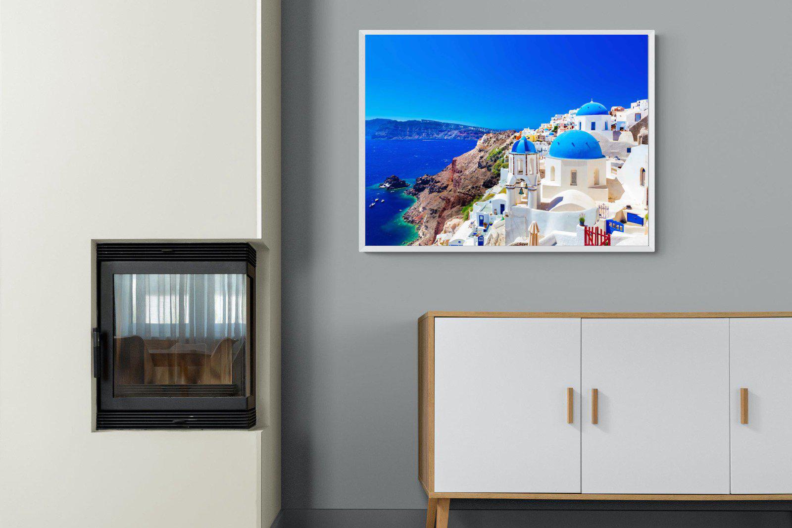 Oia Town-Wall_Art-100 x 75cm-Mounted Canvas-White-Pixalot