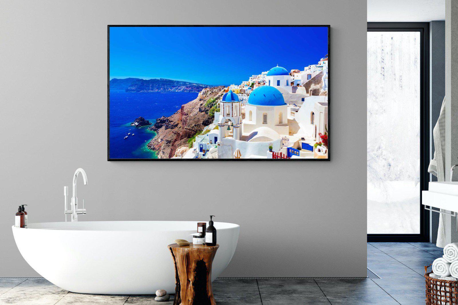 Oia Town-Wall_Art-180 x 110cm-Mounted Canvas-Black-Pixalot