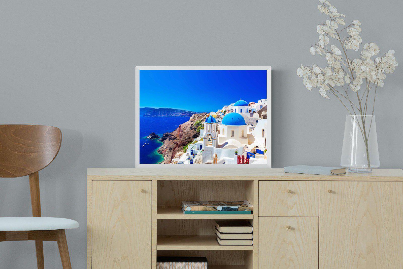 Oia Town-Wall_Art-60 x 45cm-Mounted Canvas-White-Pixalot