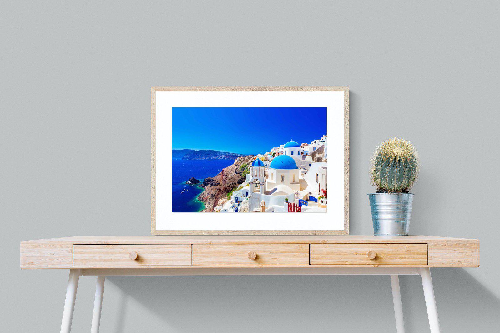 Oia Town-Wall_Art-80 x 60cm-Framed Print-Wood-Pixalot